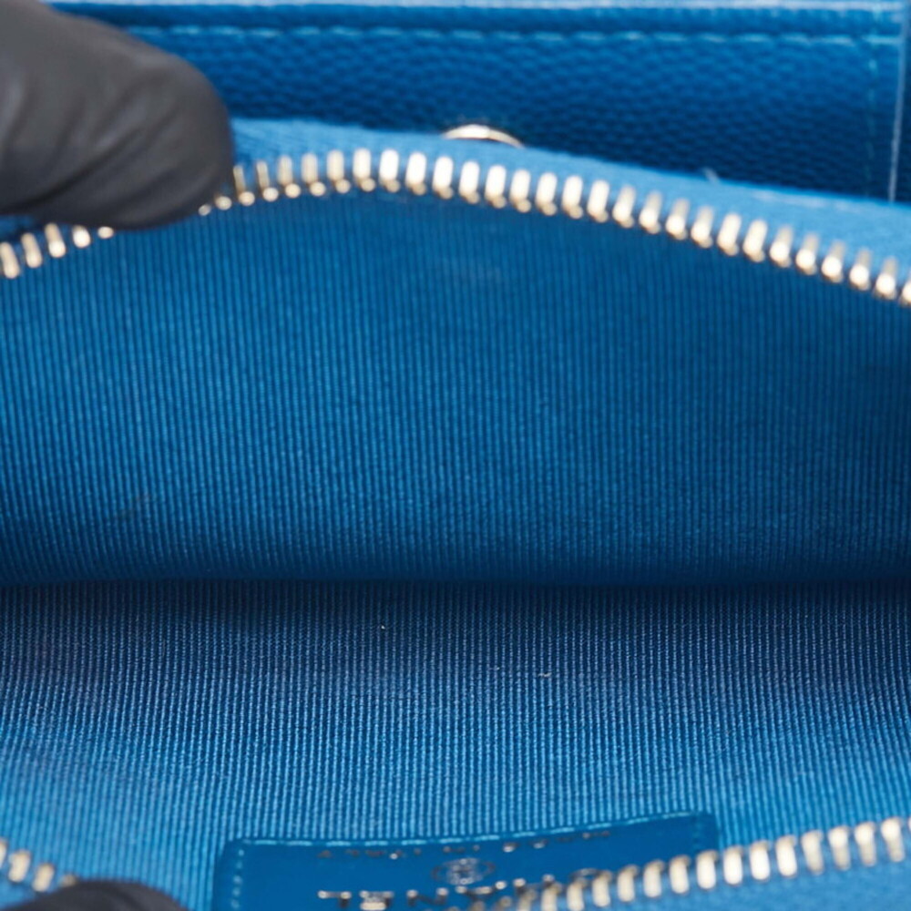CHANEL Blue Caviar Leather Logo Wallet - Picture 5 of 10